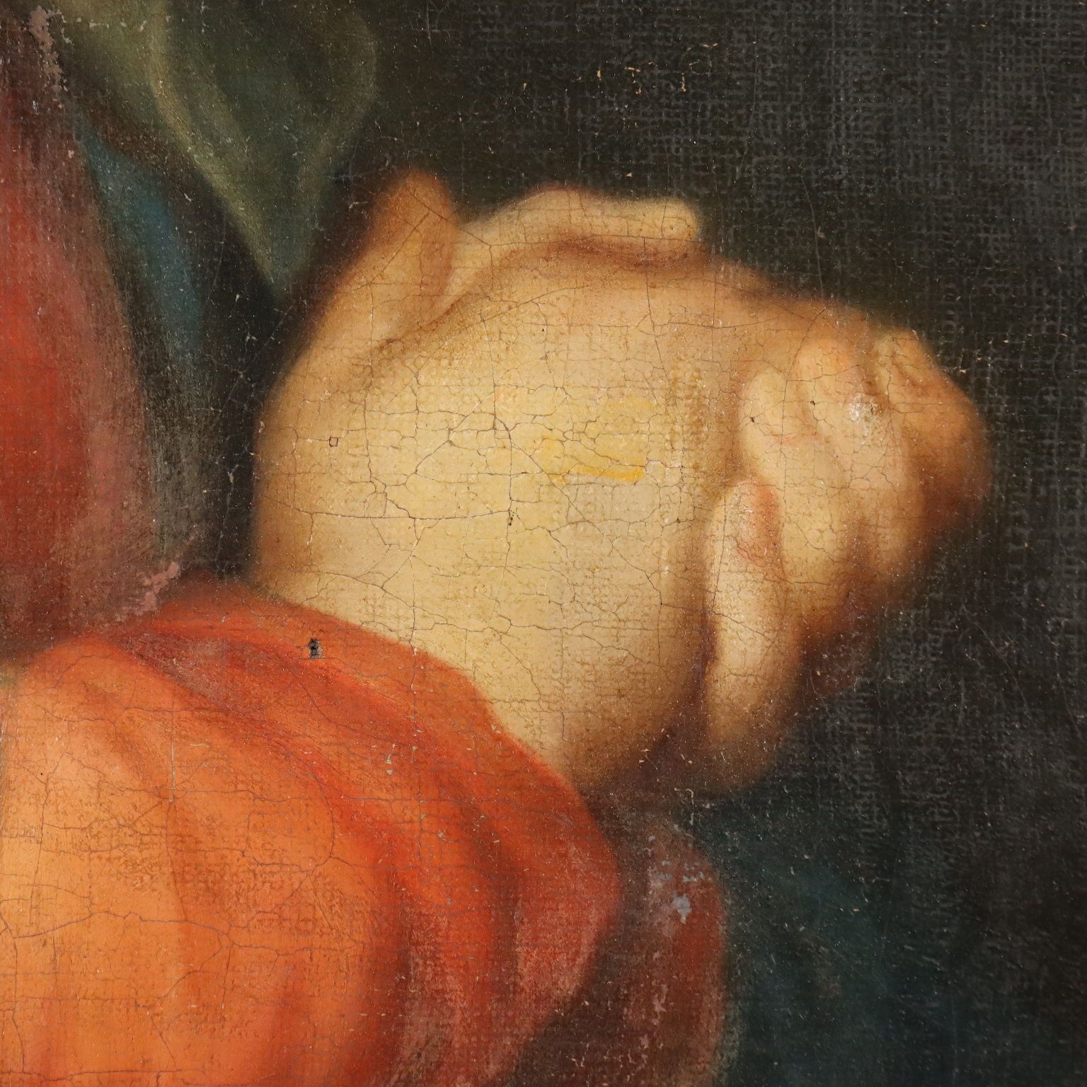 Antique Painting Virgin Mary Oil On Canvas Italy XVIII Century photo vinterior