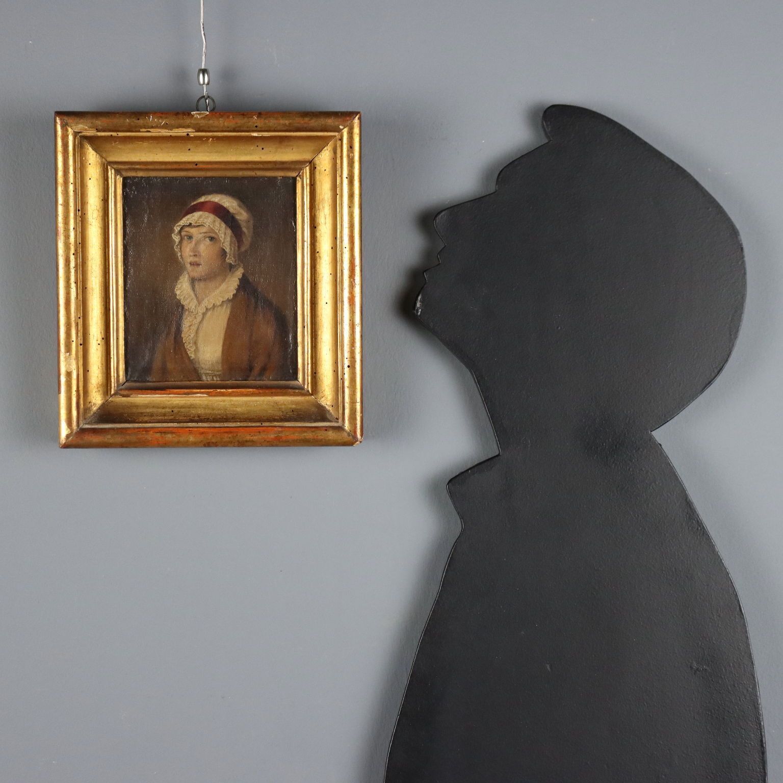Tableau d'époque, portrait féminin, huile sur toile, France, XIXe siècle photo furniture