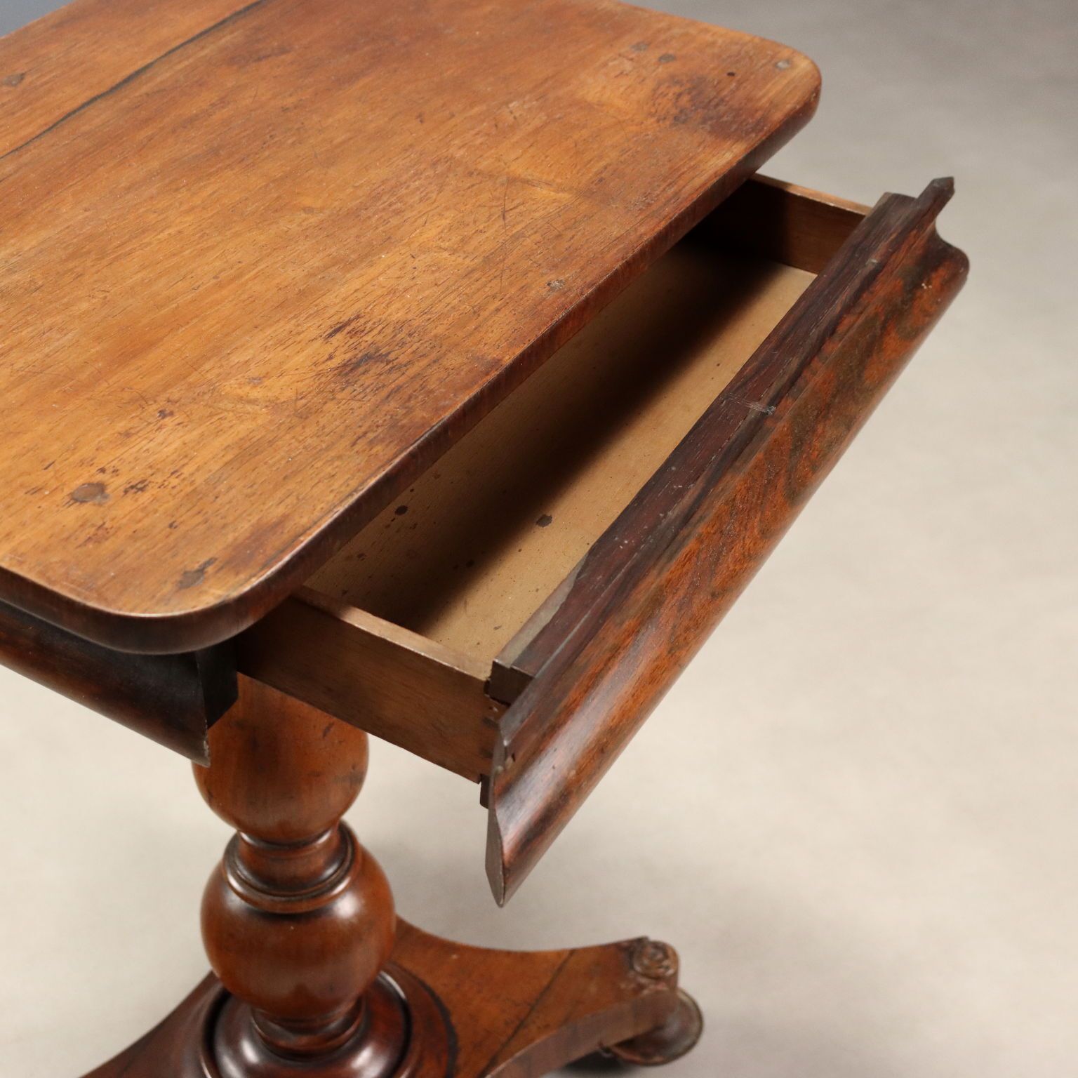 Small Antique Table Wood With Drawer Italy XIX Century photo vinterior