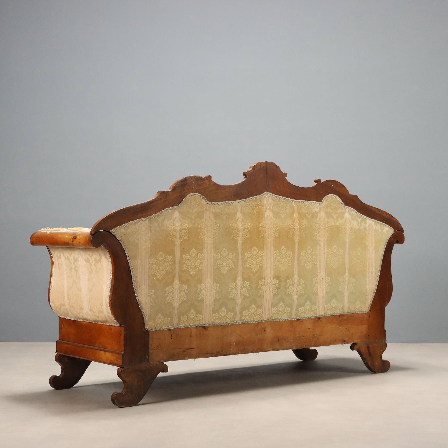 photo for sale Antique Sofa Walnut Fabric Italy XIX Century