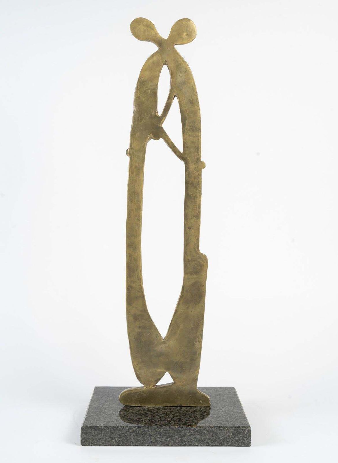 Patina Finished Bronze Sculpture With A Granite Base, Circa 1950, 20th Century. photo vinterior