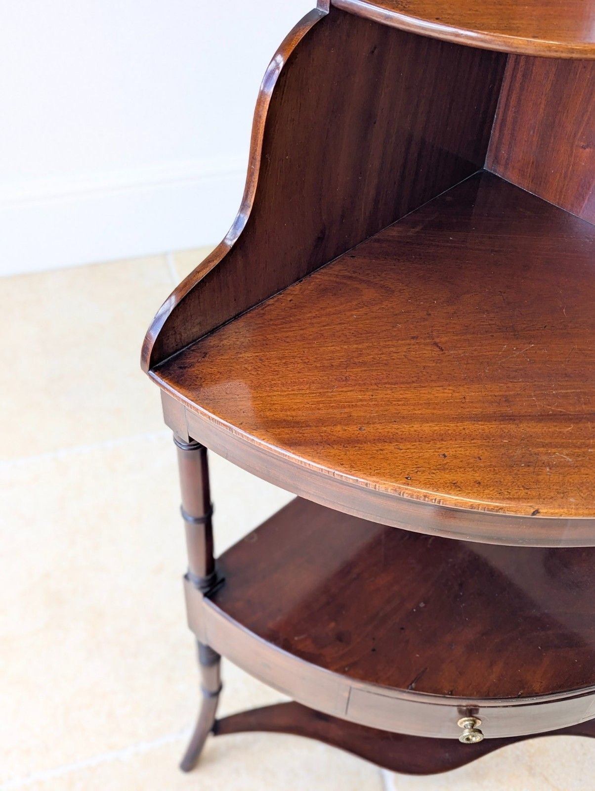 Furniture Antique Regency Mahogany Tiered Corner Stand C.1820 photo