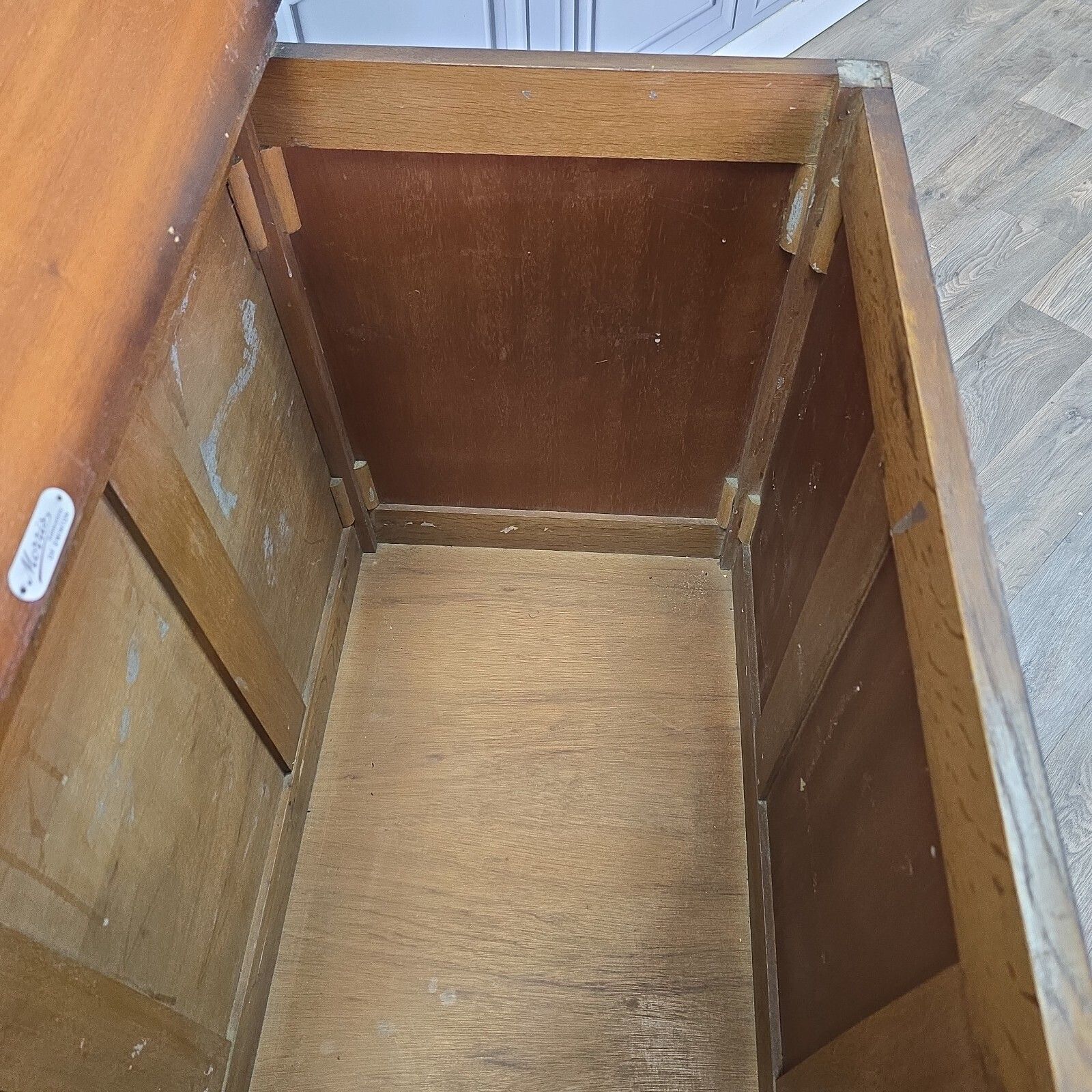 photo for sale Vintage Large Chest Trunk Morris Of Swinton Oak Blanket Linen Storage Coffer