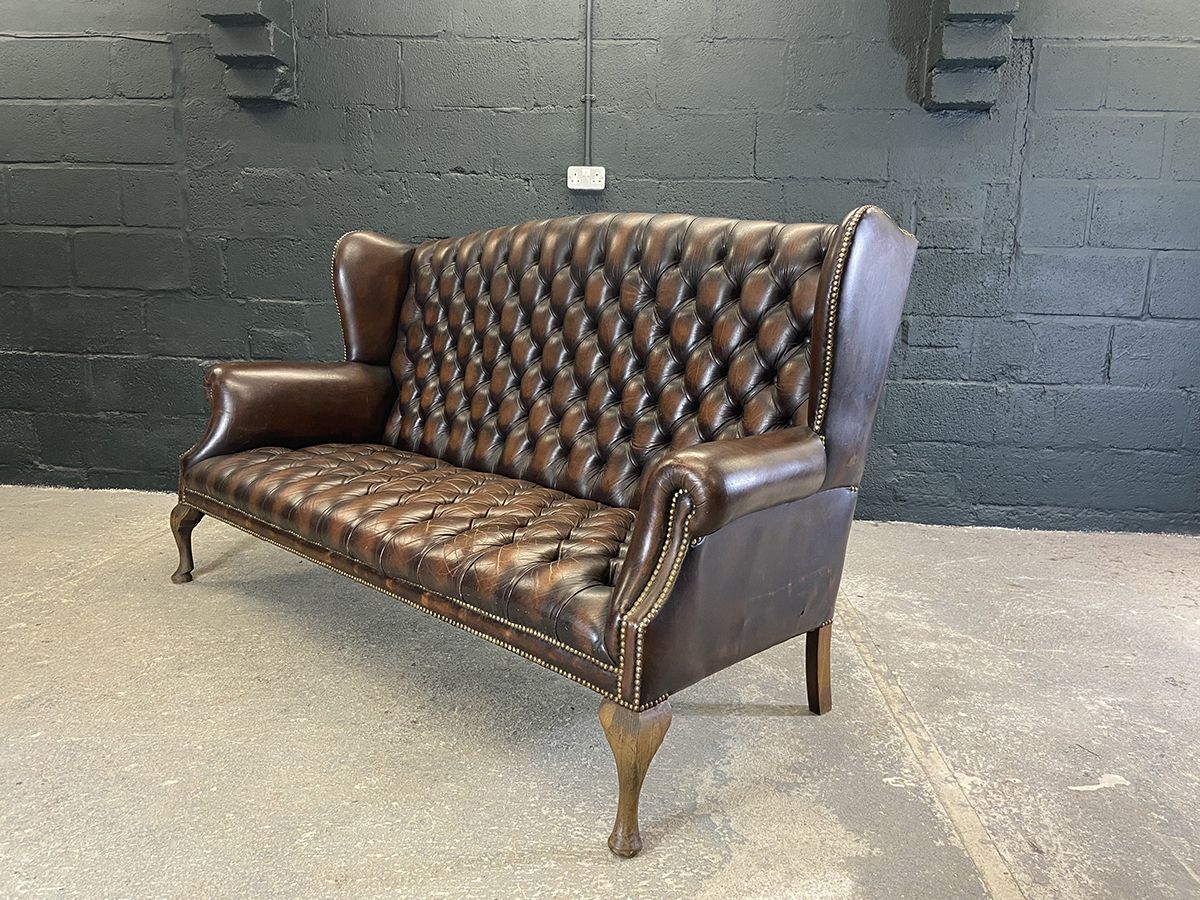 photo for sale Wingback Chesterfield Style Sofa, Circa 1980s.