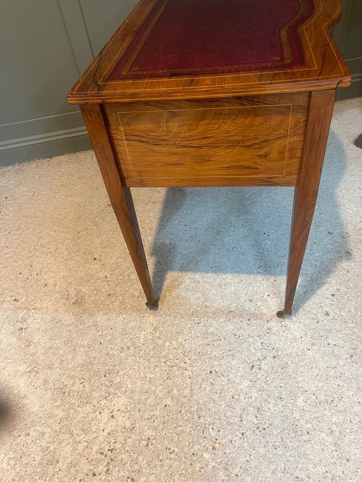 Antique Desk /Writing Desk Red Leather Top Inlaid Rosewood Mid 1800’s photo 595.0