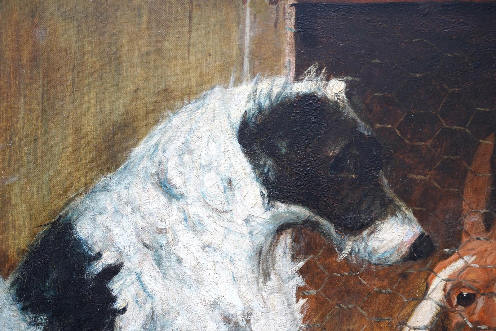 George Paice Portrait Of Dog And Rabbit Friends   British Animal Art Oil Painting Friendship 1898 photo 6000.0