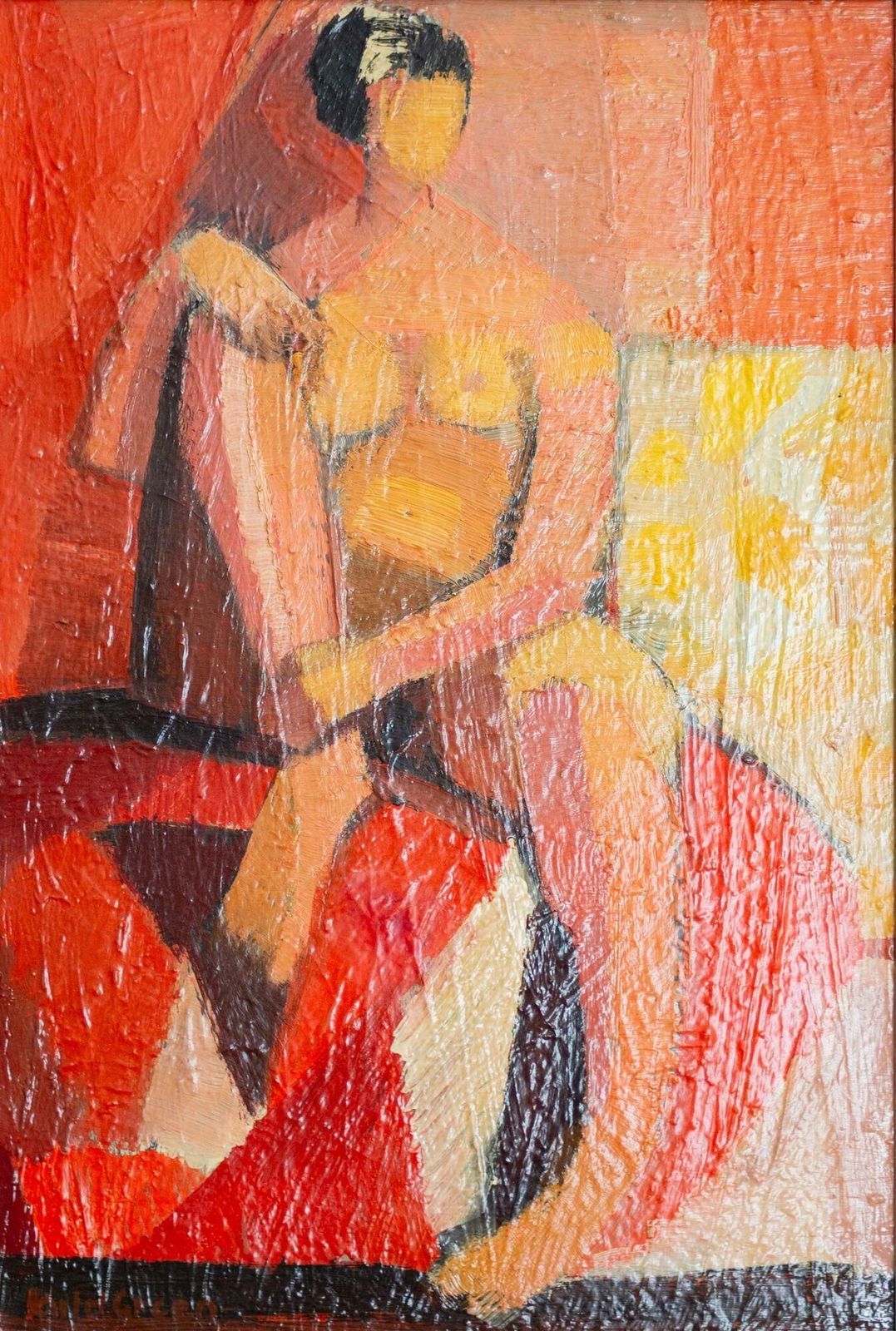 Seated Nude In Red photo Art