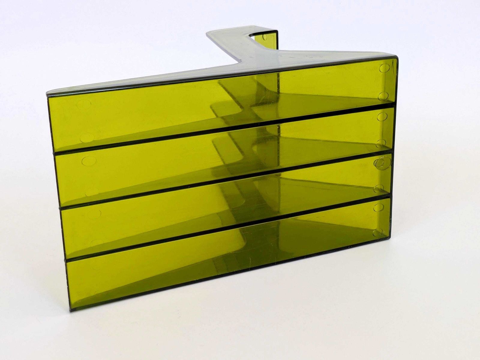 photo for sale Vintage groene plexiglazen LP-platenrek – Space Age / Mid-Century – tafelmodel of wandmontage