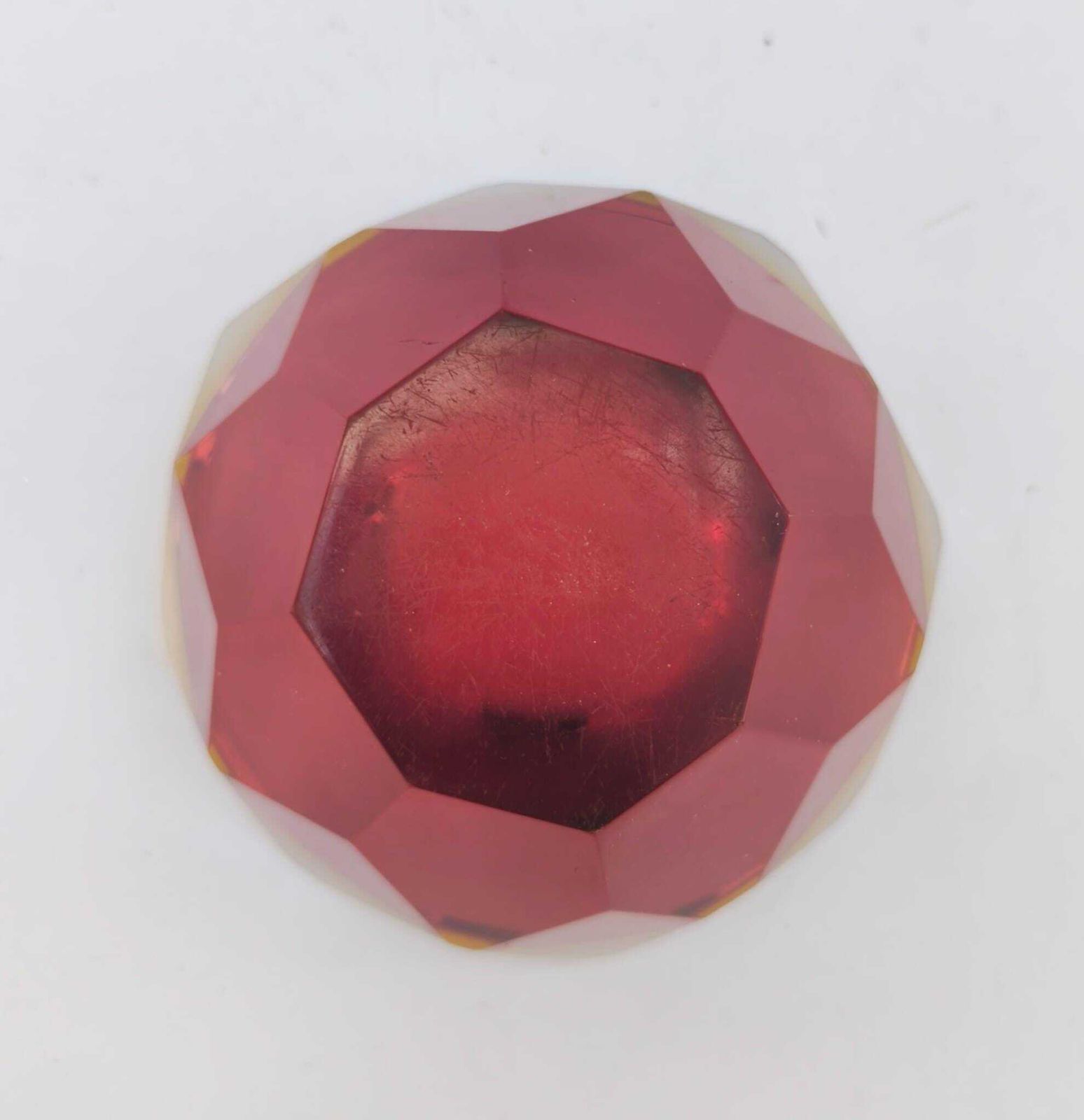 Vintage Murano Glass Bowl, Submerged, Designed By Poli Mandruzzato, Yellow And Burgundy, From The 1970s. photo buy