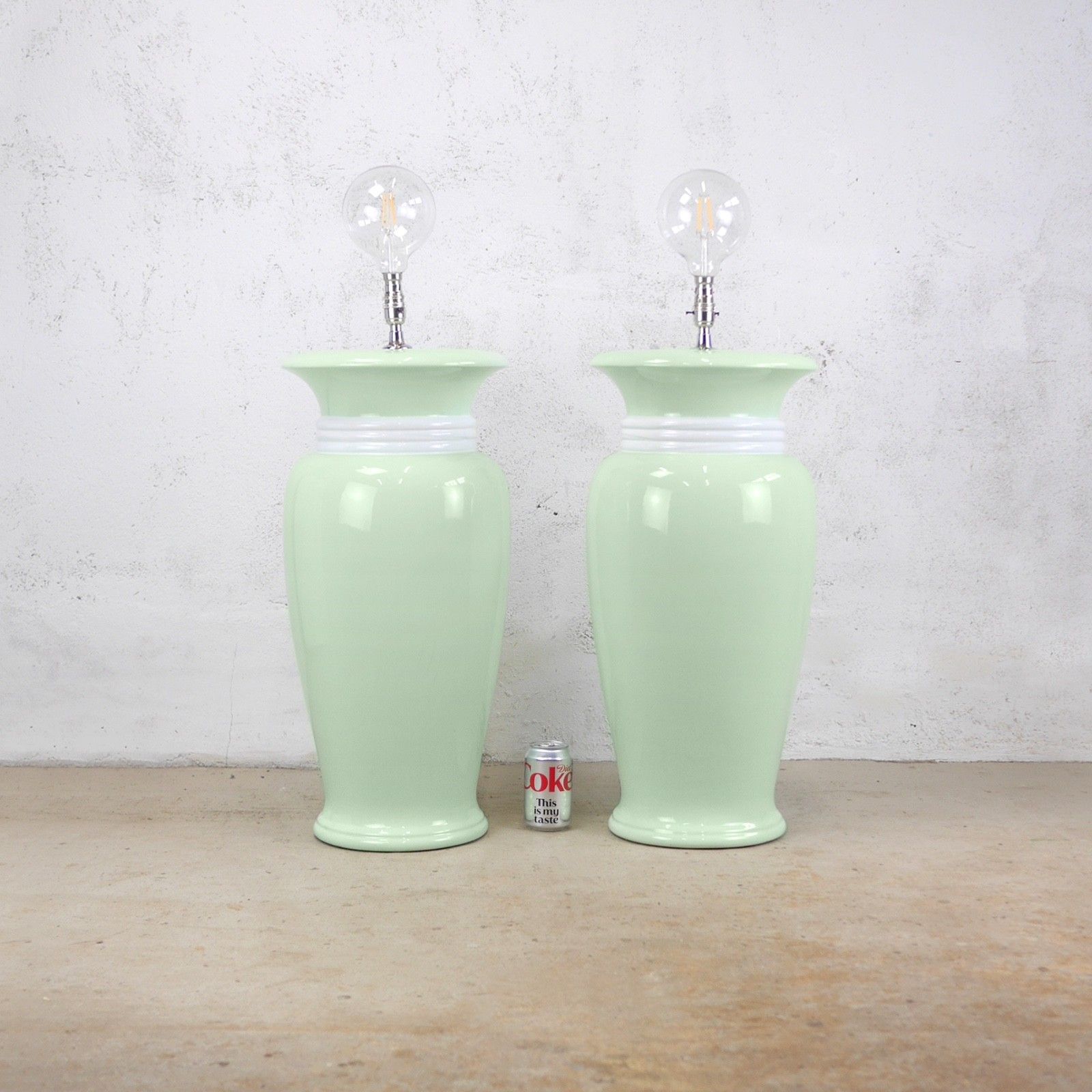 Pair Colossal Mint Green Art Deco Hollywood Regency Ceramic Lights Lamps #102268 photo furniture