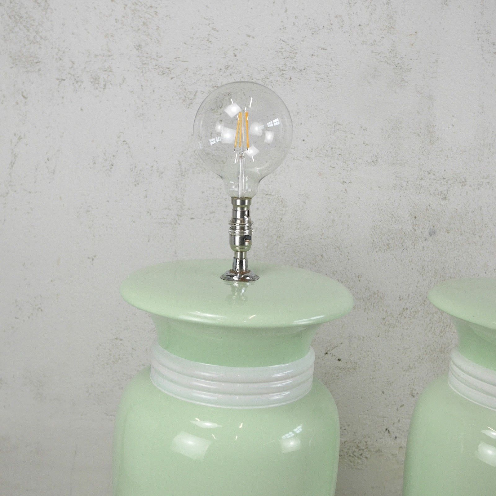Pair Colossal Mint Green Art Deco Hollywood Regency Ceramic Lights Lamps #102268 photo buy