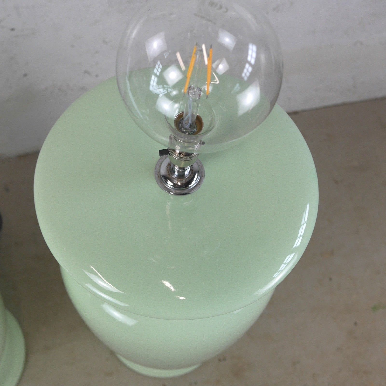 photo for sale Pair Colossal Mint Green Art Deco Hollywood Regency Ceramic Lights Lamps #102268