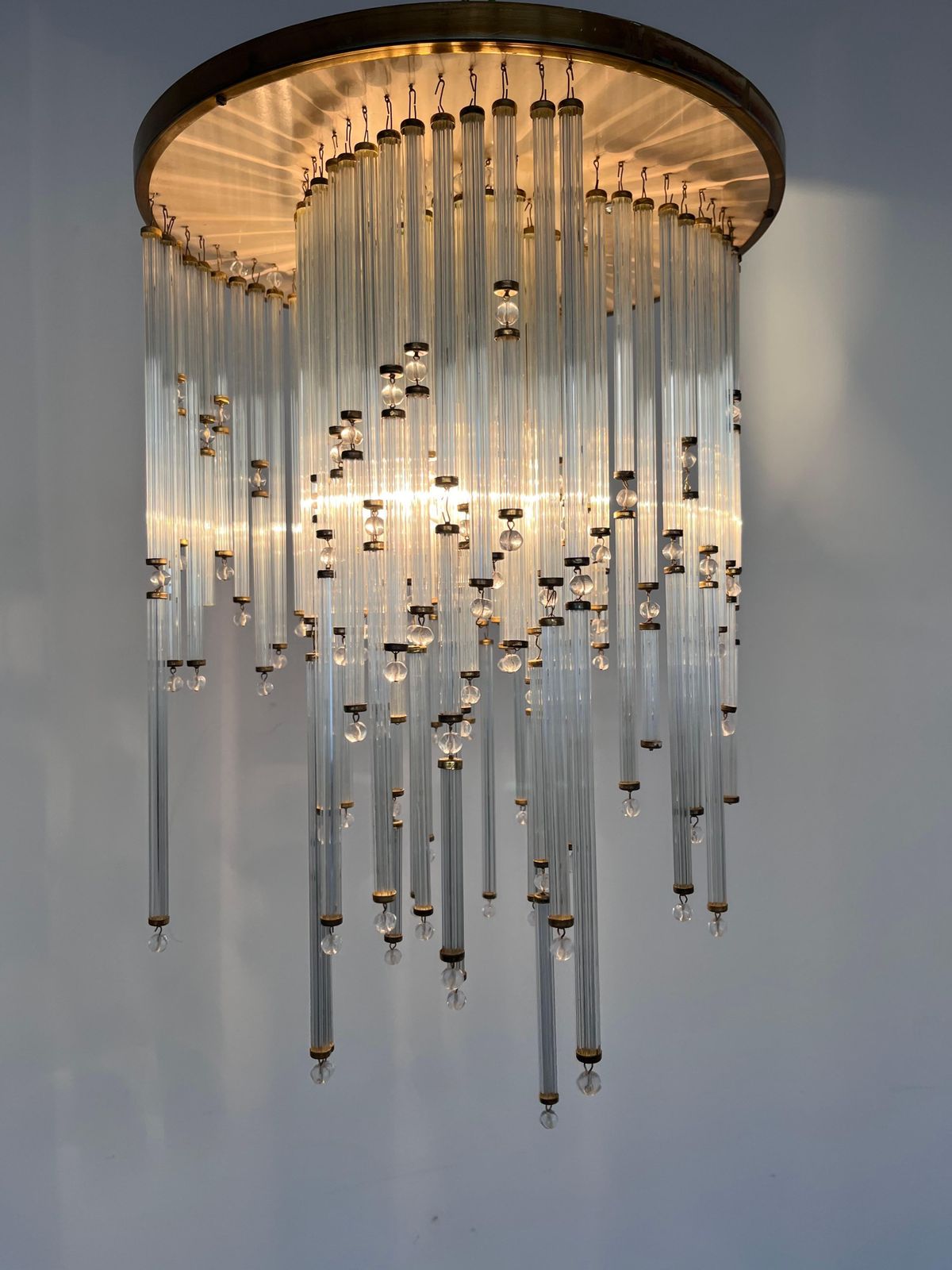 Kleine mid-century glazen kroonluchter/hanglamp van Kinkeldey, Duitsland, jaren 1970 photo furniture