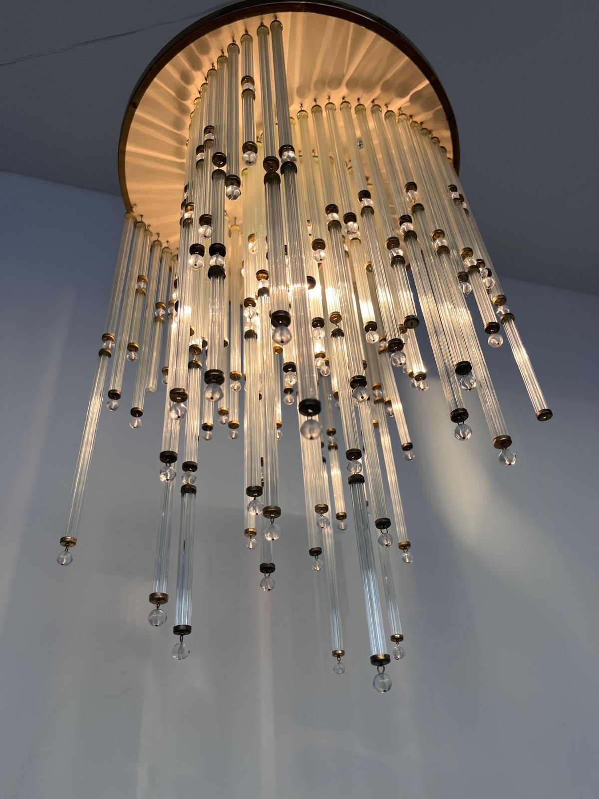 Kleine mid-century glazen kroonluchter/hanglamp van Kinkeldey, Duitsland, jaren 1970 photo 758.0