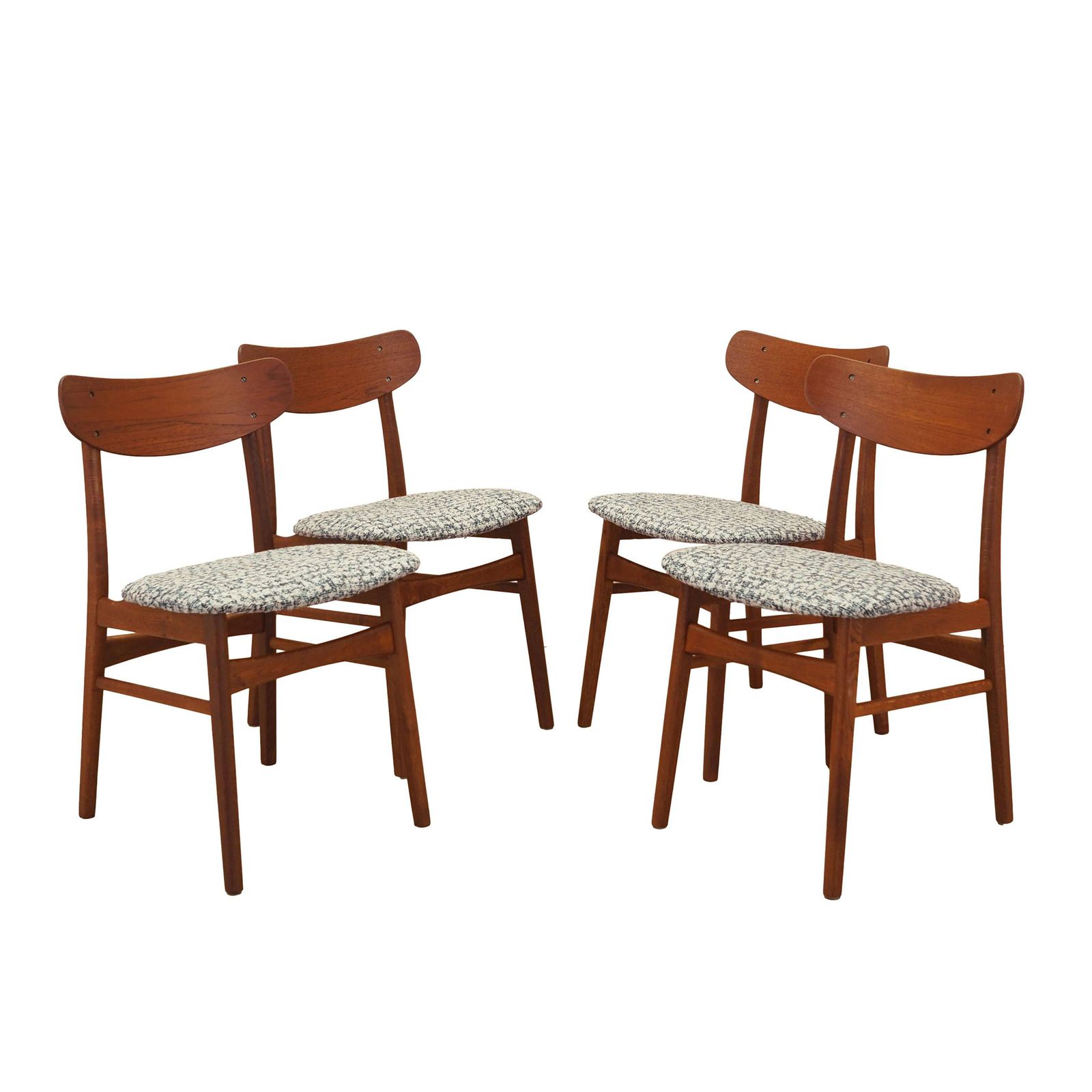 Set Van Vier Teakhouten Stoelen, Deens Design, Jaren 1970, Gemaakt In Denemarken