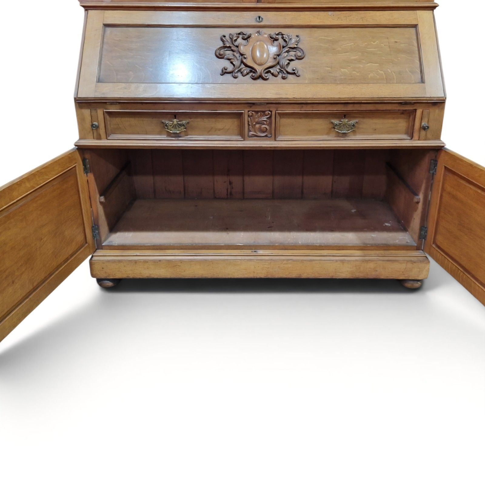 photo for sale Large Oak Bureau Bookcase Display Cabinet Astragal Glazed Robson Newcastle