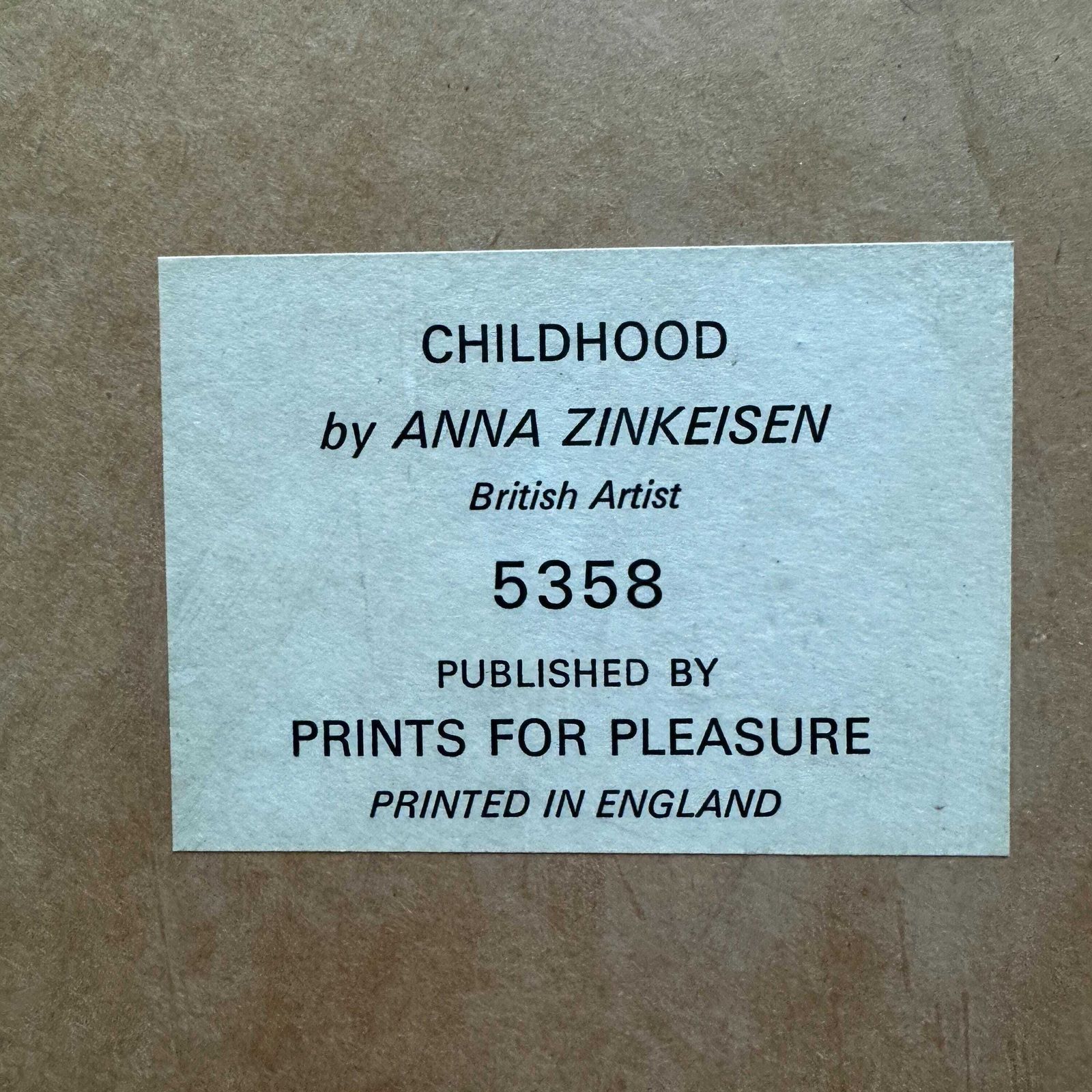 55.0 Vintage "Childhood" Crying Boy Framed Print By Anna Zinkeisen. photo