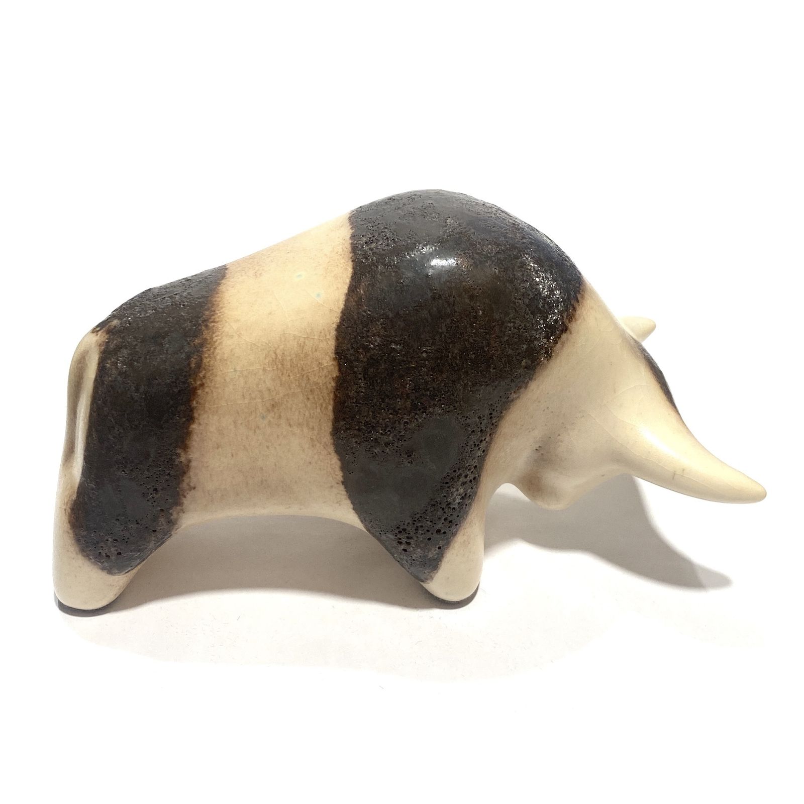Otto Keramik stier in natuurlijke fat lava glazuur, West German Pottery stijl sculptuur photo 109.99