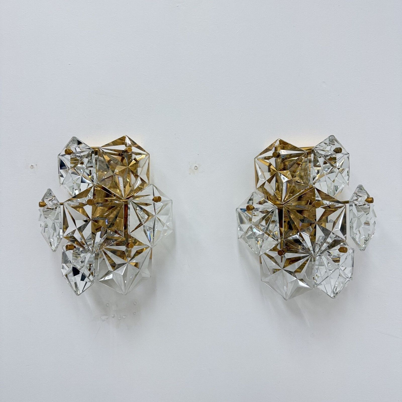 Mid Century Pair Of Crystal Sconce By Kinkeldey , Germany , 1970s photo Lighting