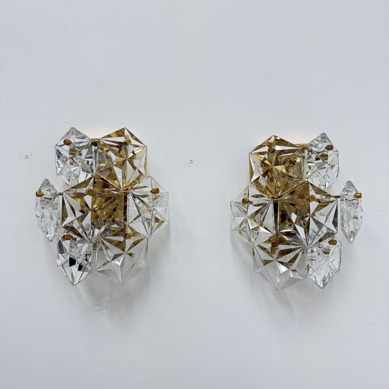 photo furniture Mid Century Pair Of Crystal Sconce By Kinkeldey , Germany , 1970s