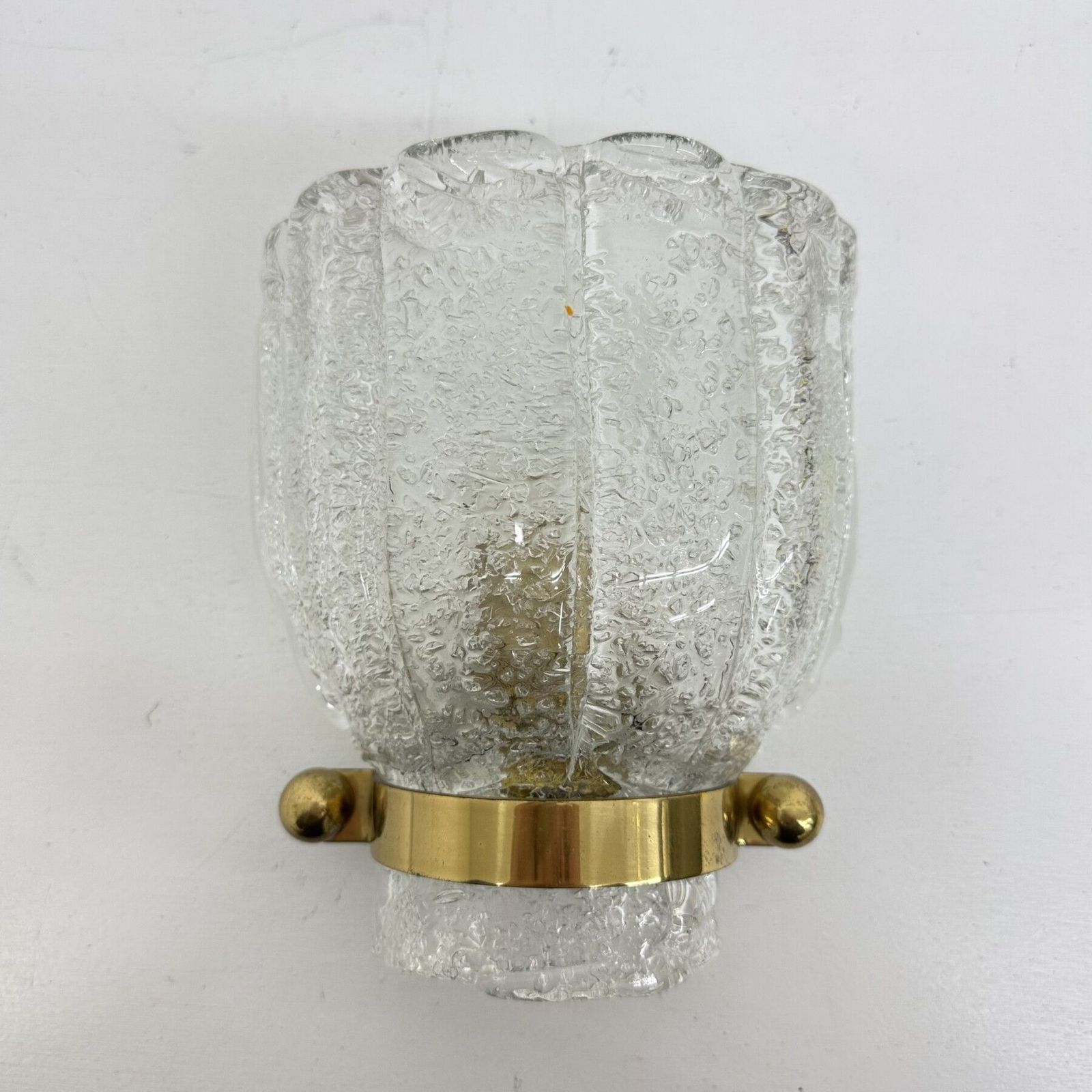 403.0 Vintage Hillebrand Wall Lamp Ice Glass With Brass , 1970s photo