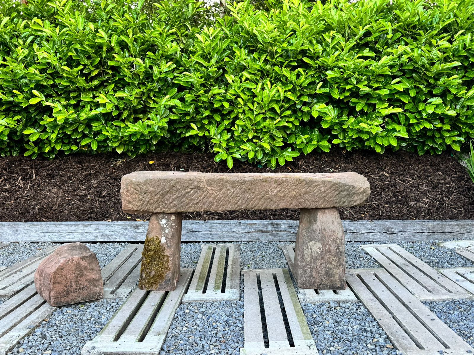 Large Reclaimed Red Sandstone Garden Bench Seat, Circa 1860 photo furniture