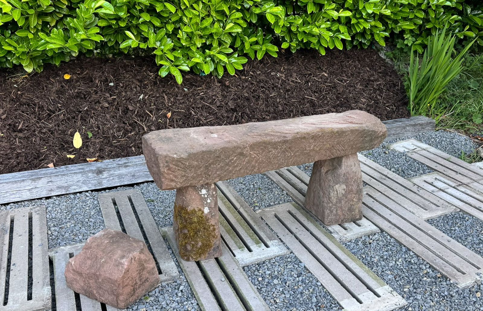 Large Reclaimed Red Sandstone Garden Bench Seat, Circa 1860 photo Garden Furniture