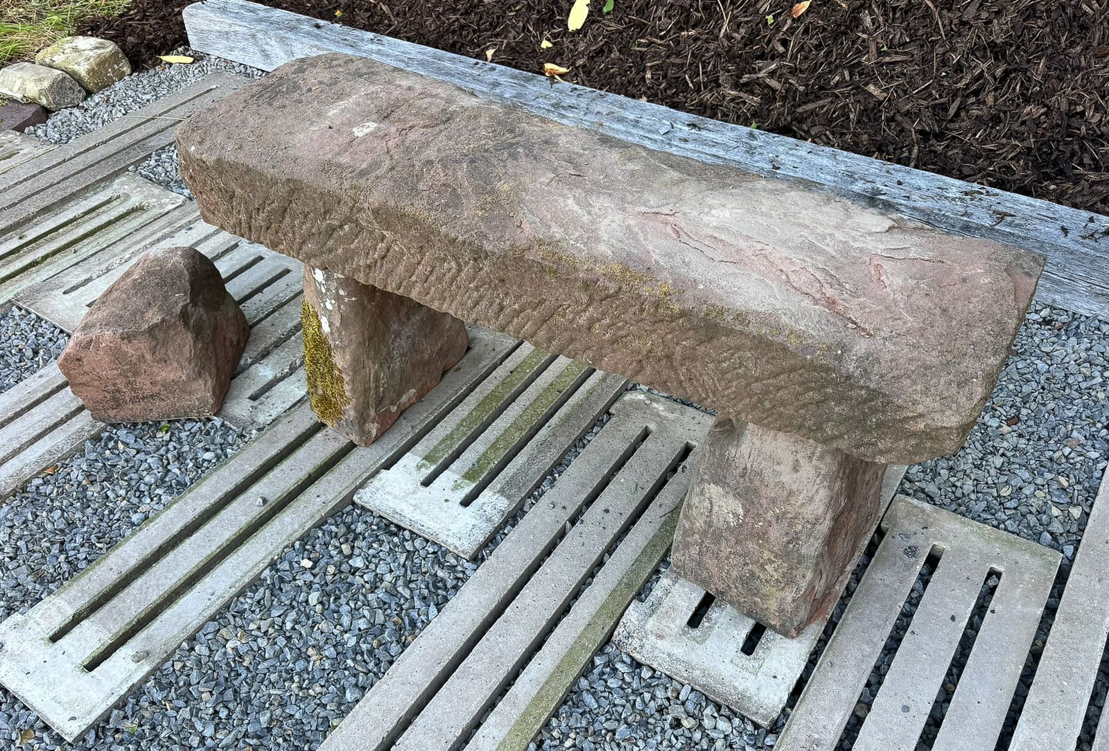 photo buy Large Reclaimed Red Sandstone Garden Bench Seat, Circa 1860