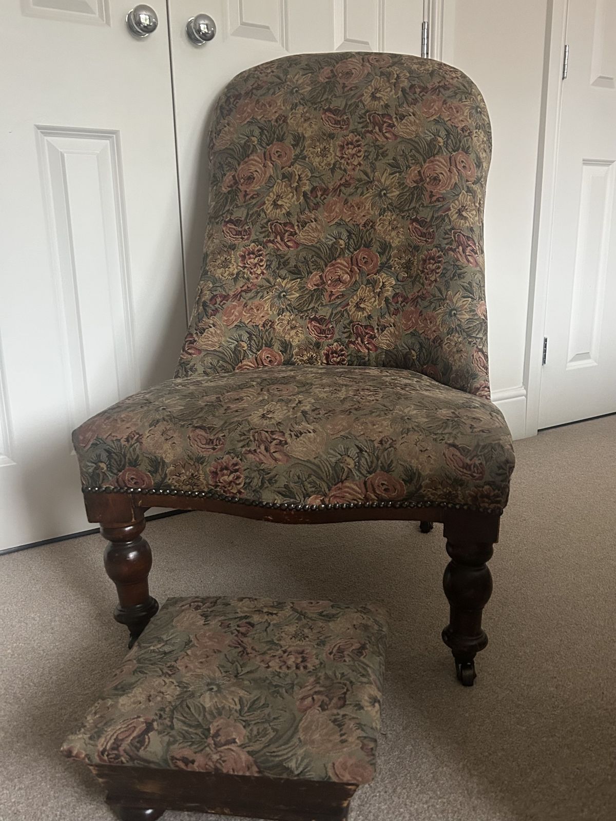 Victorian Nursing Chair With Foot Stool photo vintage