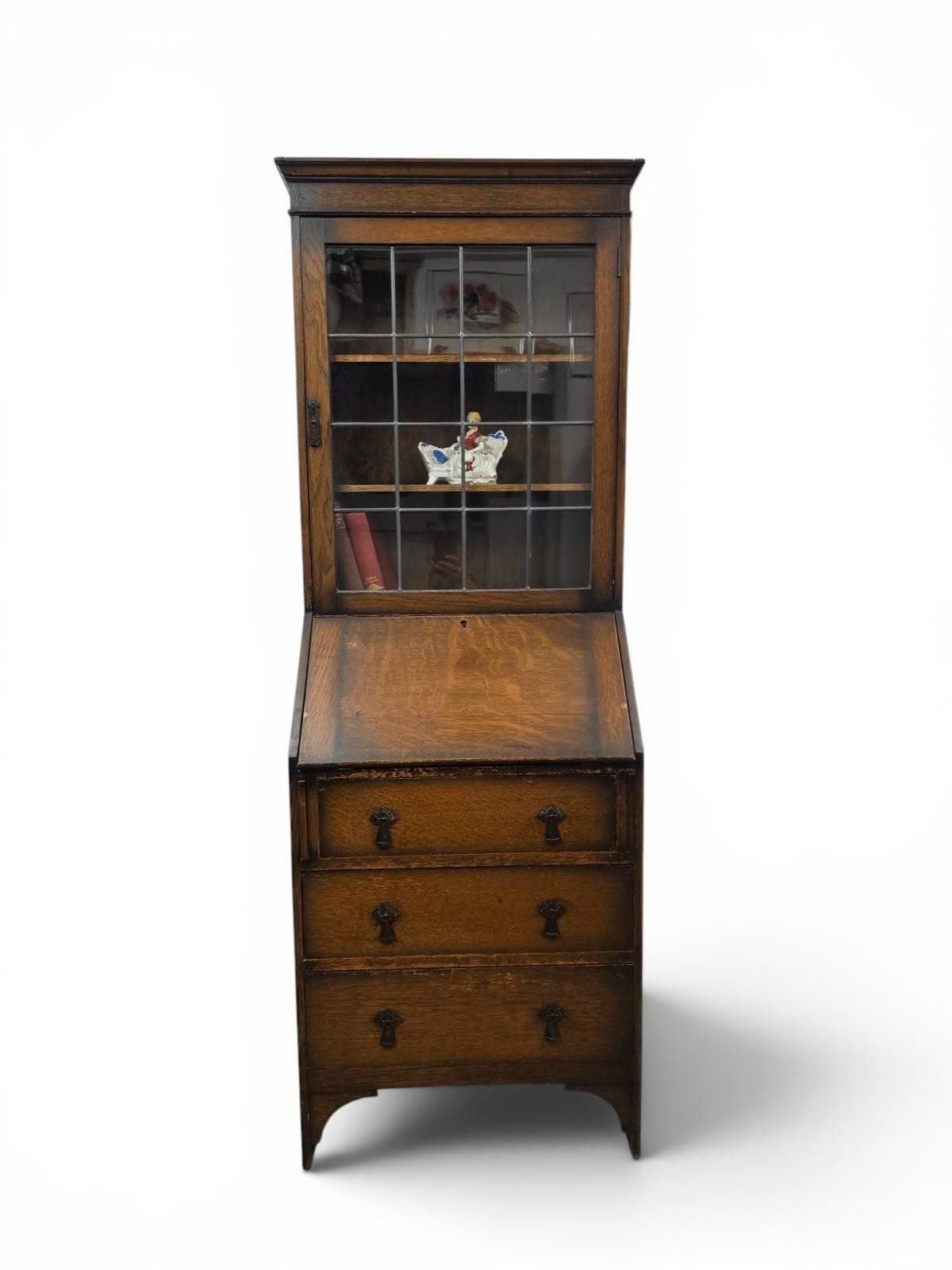 Antique Oak Bureau Bookcase By C.W.S. / C1920 photo 500.0