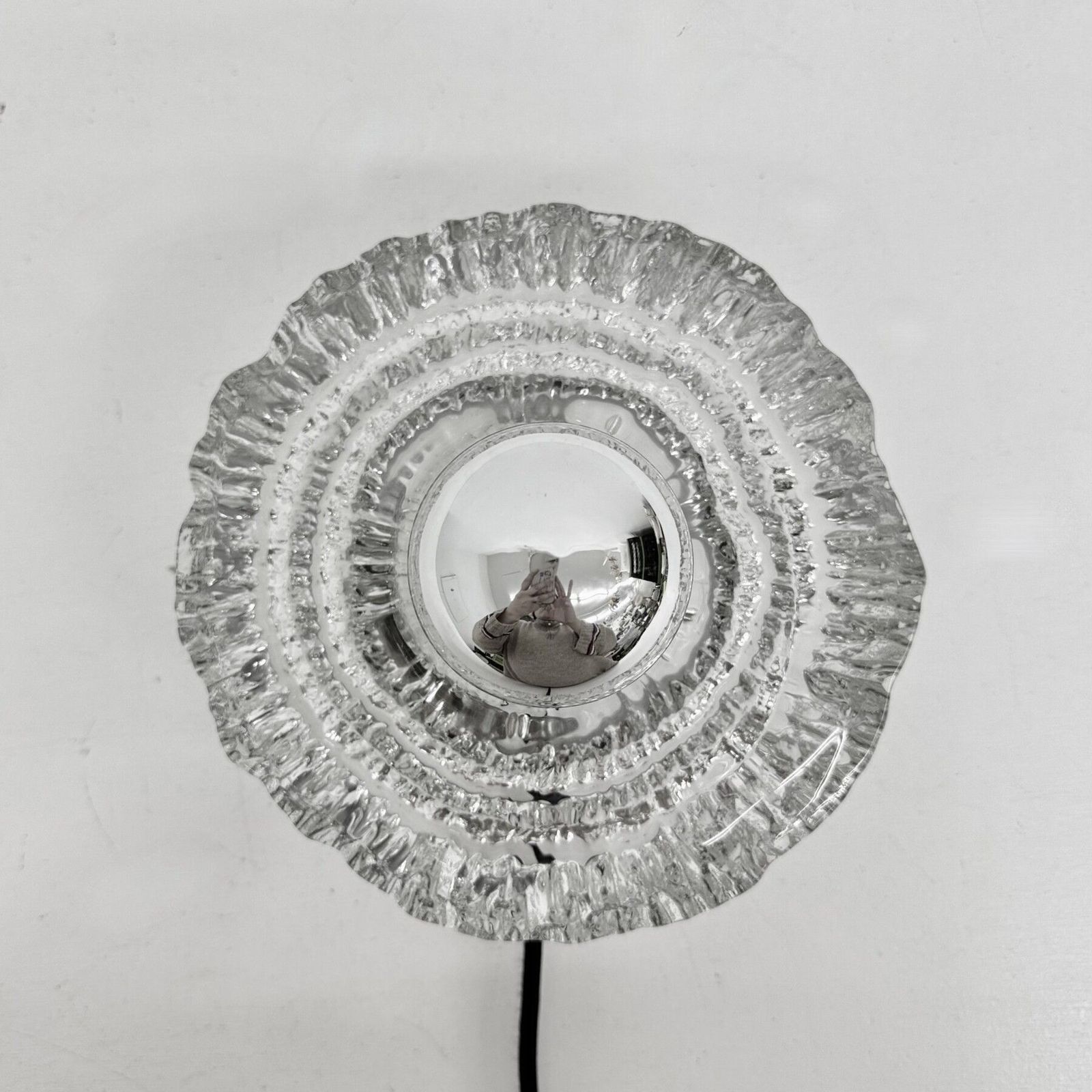 Wandlamp Met Dik Gestructureerd Ijsglas, Opbouwmodel – Peill & Putzler, Jaren 1970