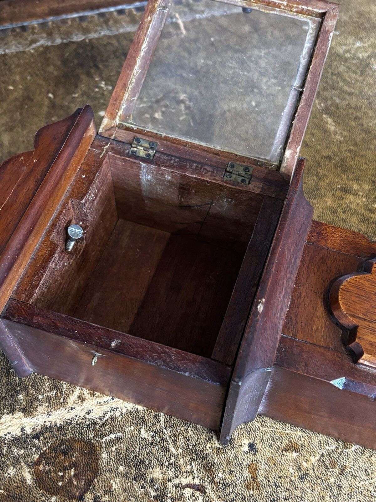 Pocket Watch Holder. Miniature Mahogany Longcase. photo vinterior