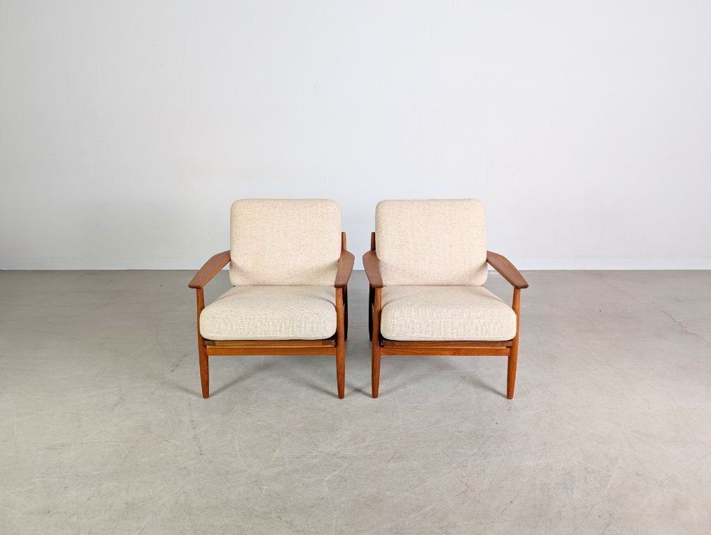 Ensemble de 2 fauteuils mid-century modern en teck vintage, années 1960 photo furniture