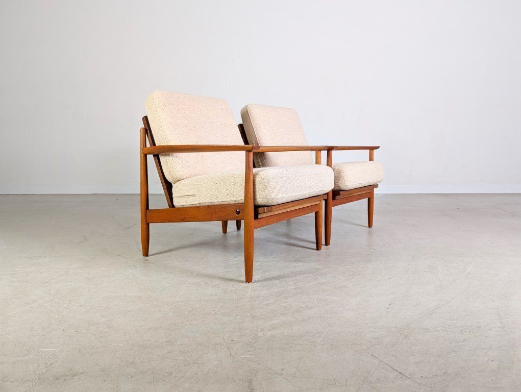 Original Set Of 2 Midcentury Armchairs Teak Easy Chair Vintage 1960 photo Furniture