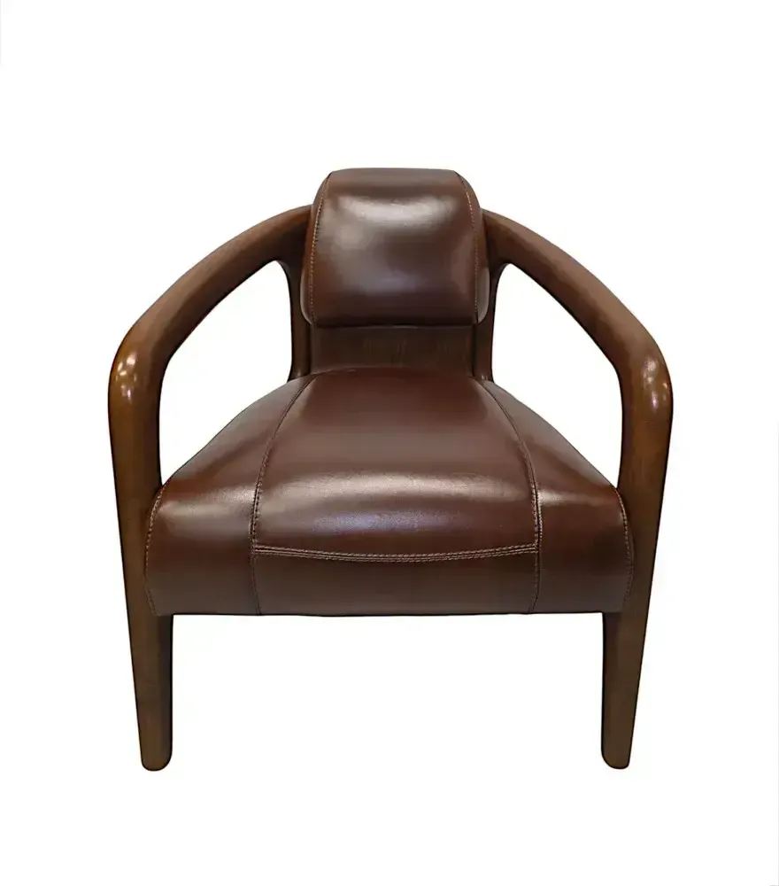 Fraaie Mid-Century Design Fauteuil in Walnoot en Leer photo 1381.0