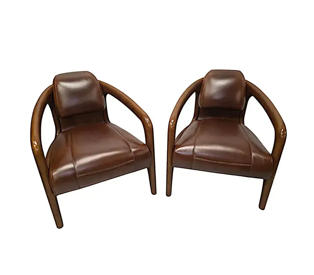 Fraaie Mid-Century Design Fauteuil in Walnoot en Leer photo buy