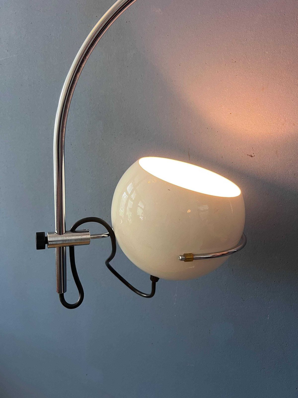 Vintage Gepo Arc Wall Lamp In White Metal, Mid Century Modern Space Age Lighting photo 351.0