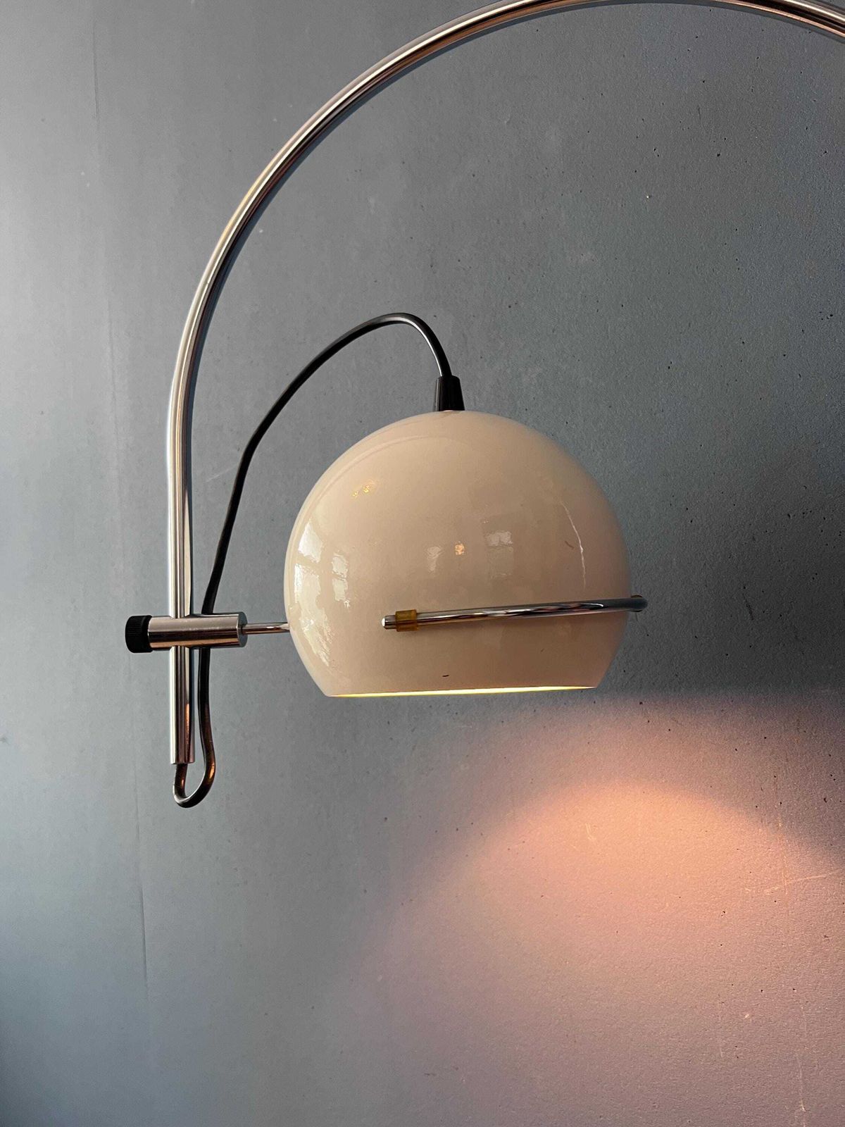 Vintage Gepo Arc Wall Lamp In White Metal, Mid Century Modern Space Age Lighting photo buy