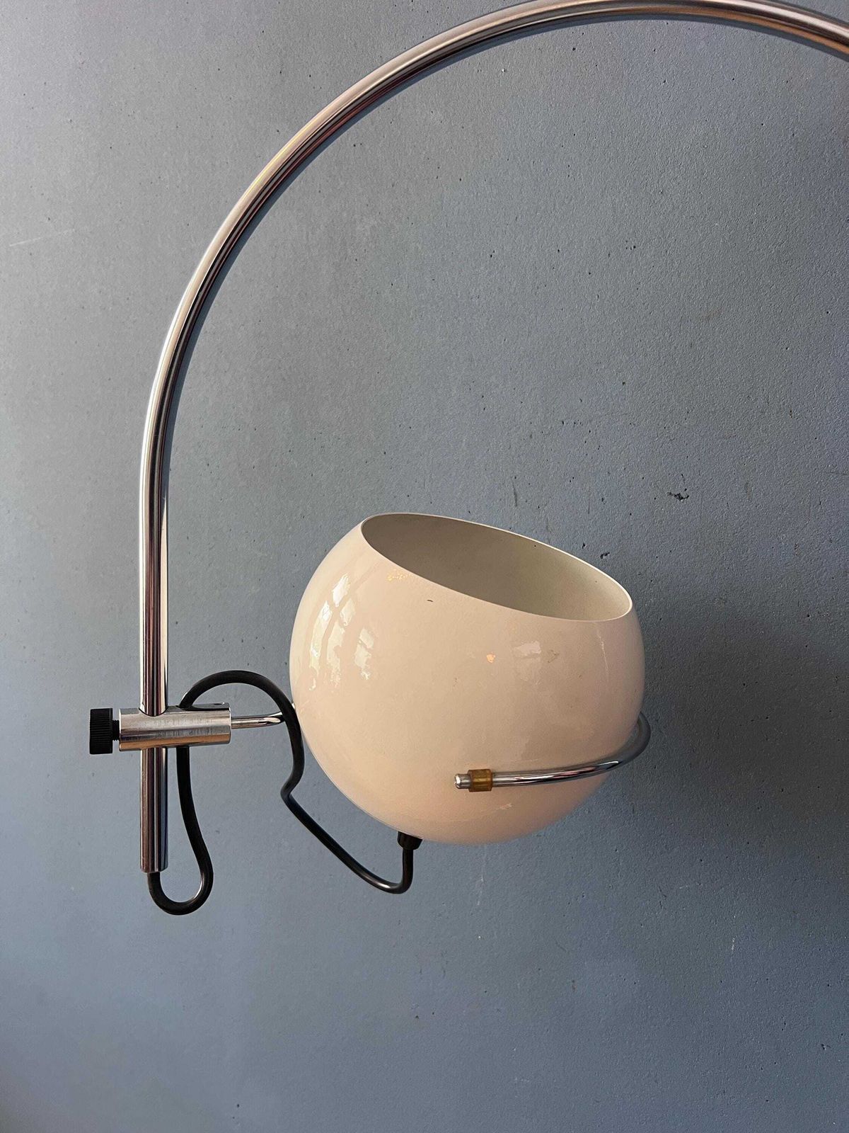 Lighting Vintage Gepo Arc Wall Lamp In White Metal, Mid Century Modern Space Age Lighting photo