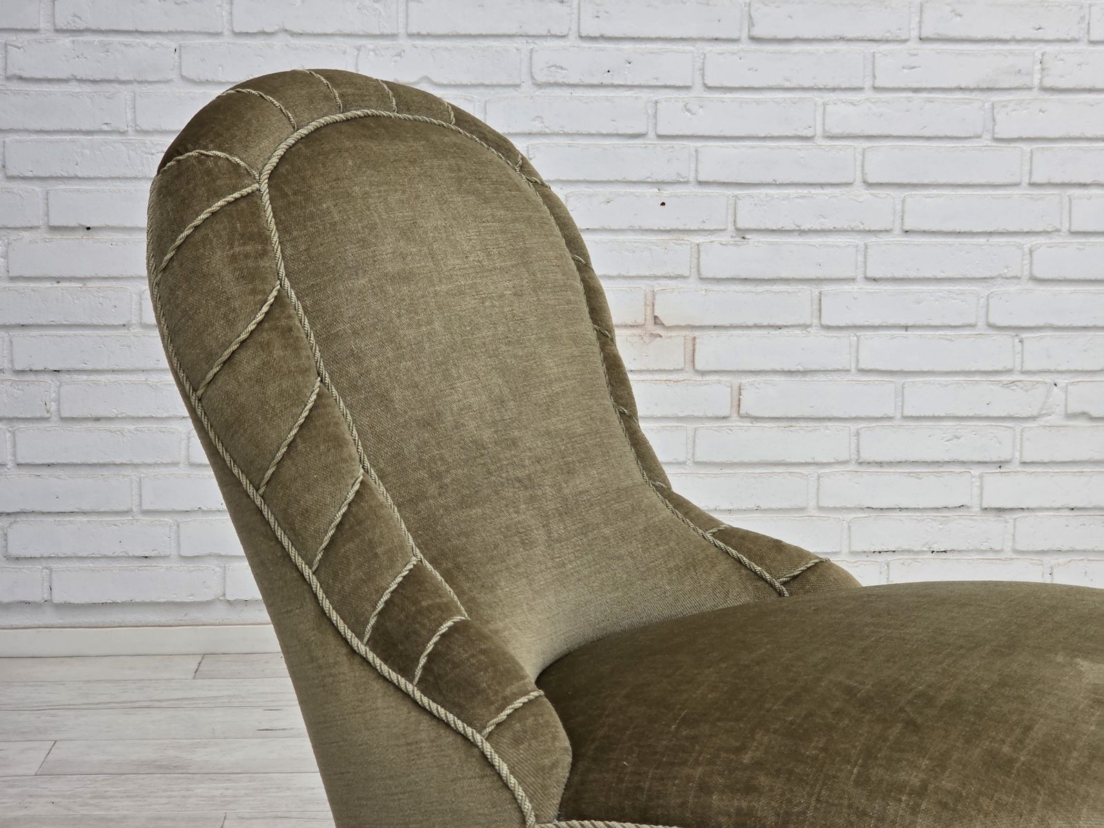 1960s, Danish Easy Chair, Original Green Furniture Velour. photo for sale