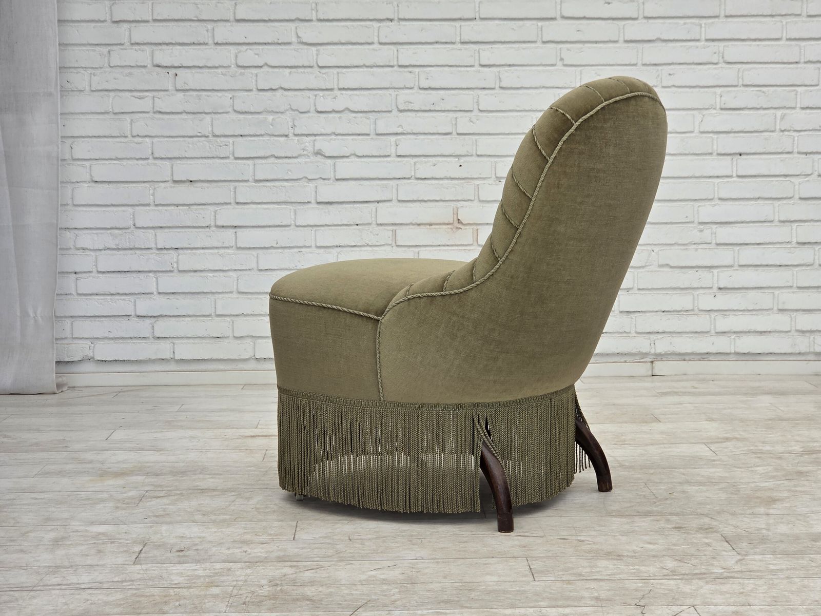 Furniture 1960s, Danish Easy Chair, Original Green Furniture Velour. photo