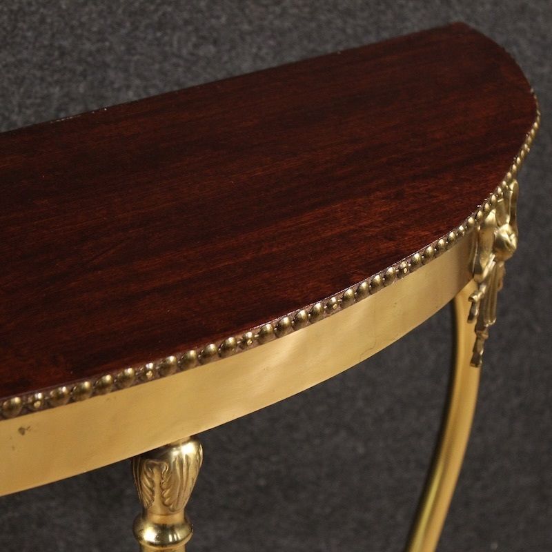 Mobilier Console italienne en laiton doré, XXe siècle photo