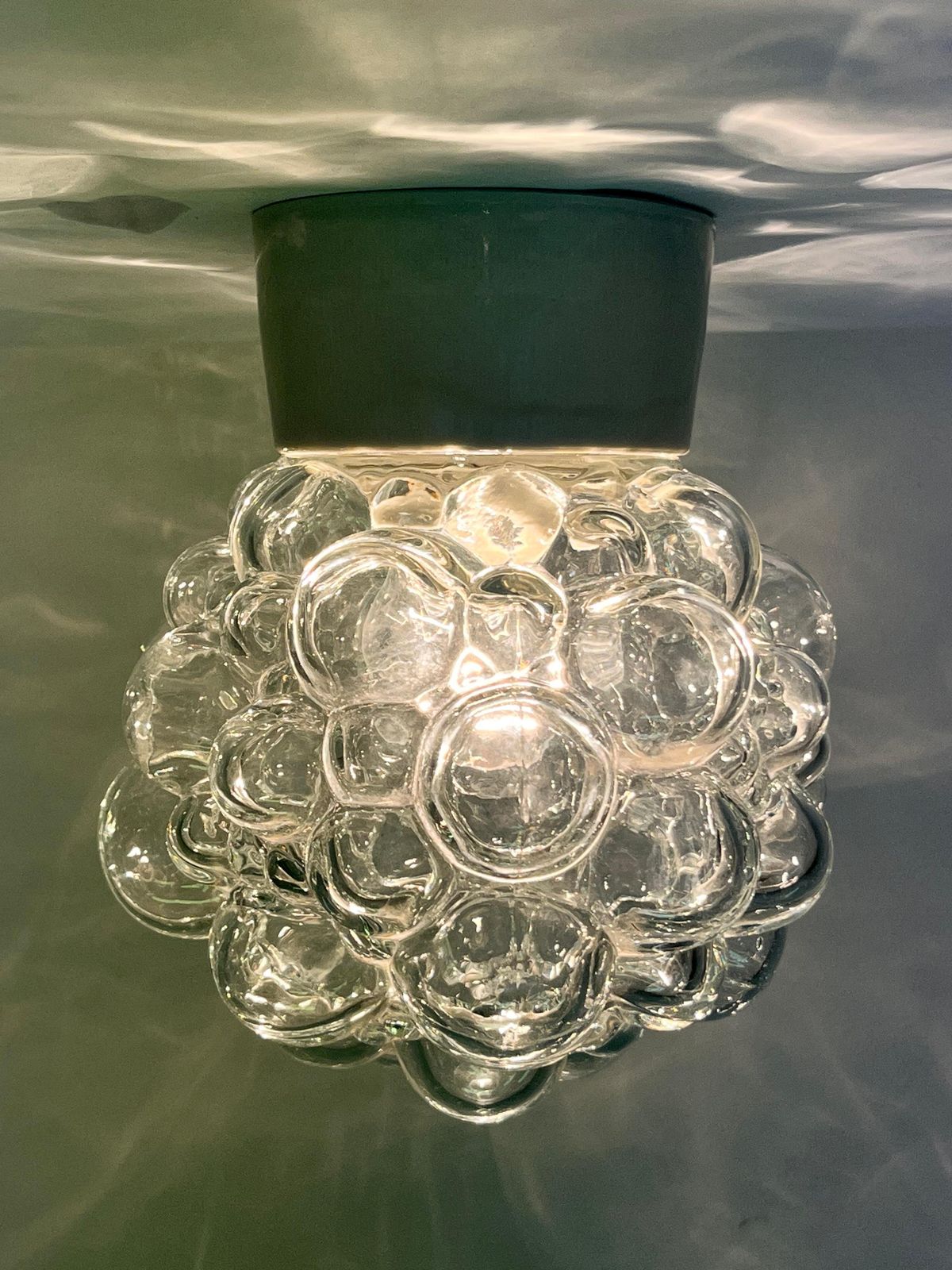 Design Glass Midcentury Wall Or Ceiling Lamp, Flushmount, 1970s photo for sale