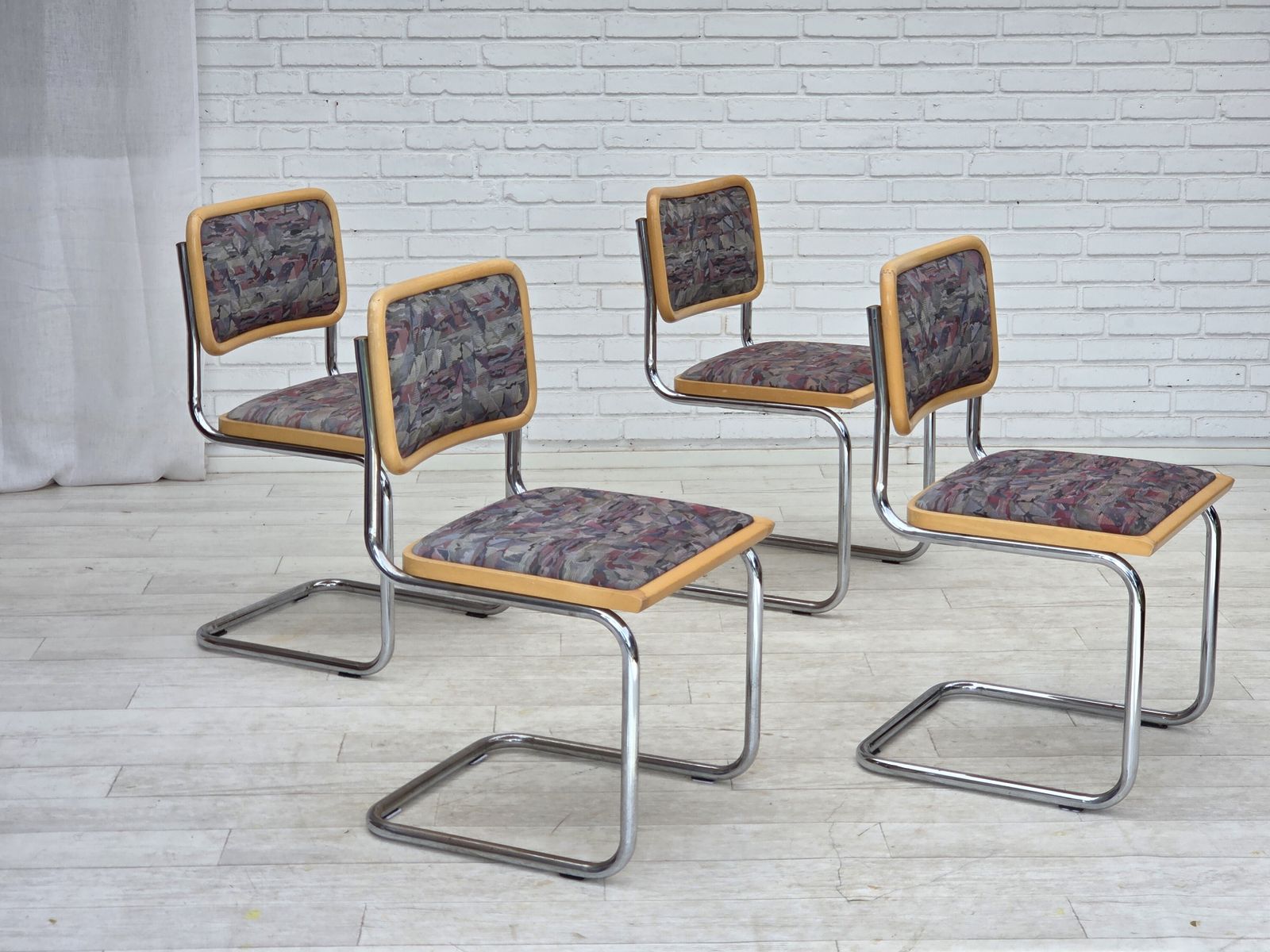 1970s, Set Of 4 Pcs Italian Dining Chairs In Bauhaus Style. photo furniture