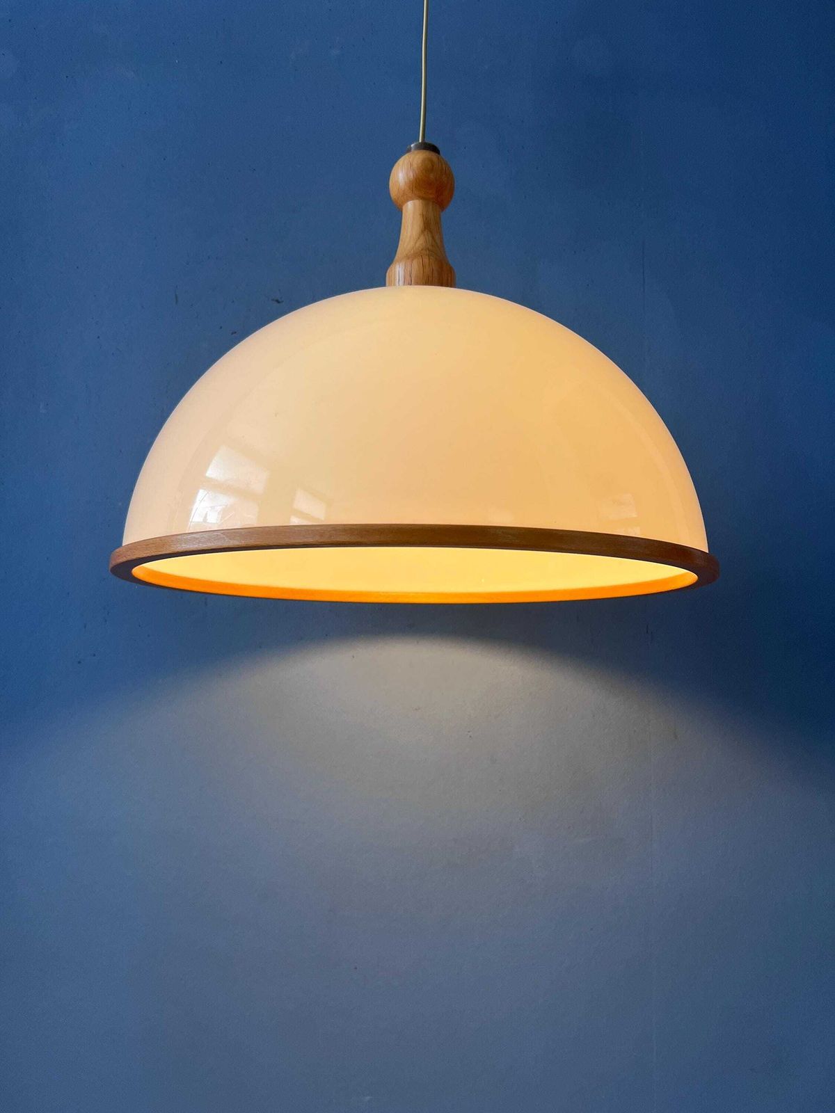 Vintage White Wooden Steinhauer Pendant Lamp, Plexiglass Suspension Light