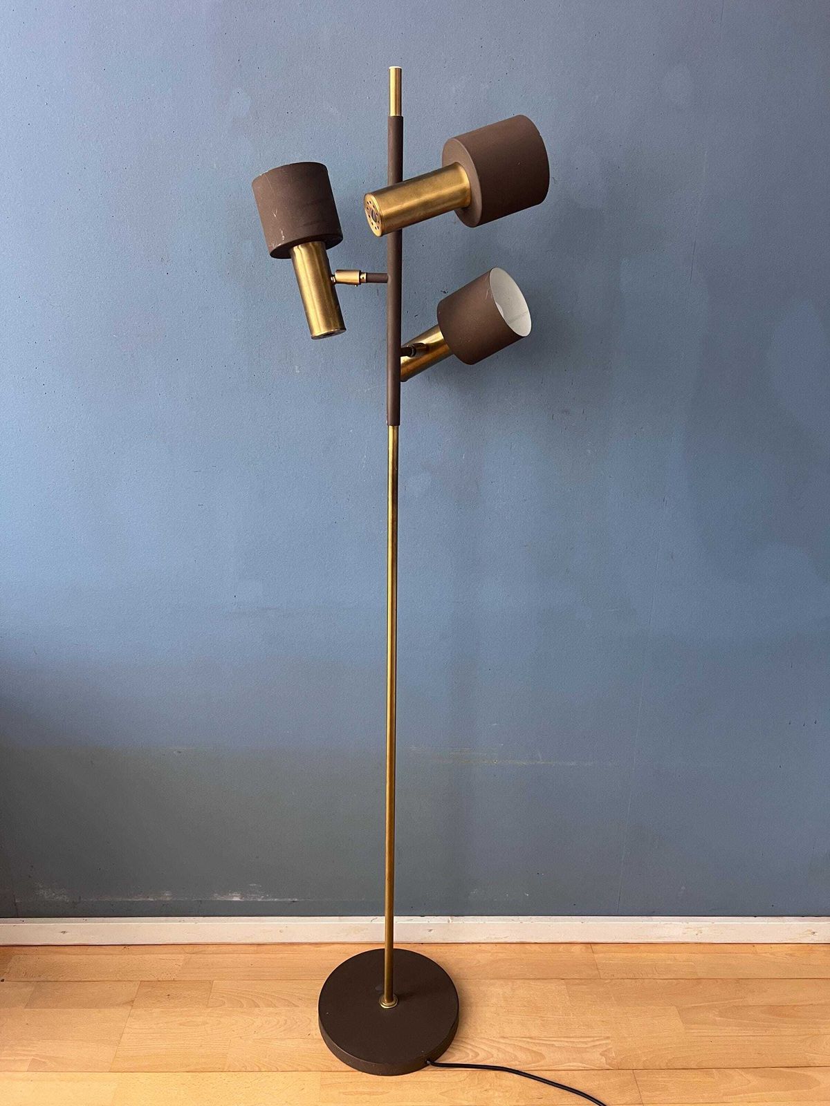 Vintage Dijkstra Space Age Vloerlamp, Bruin En Chroom photo 537.0