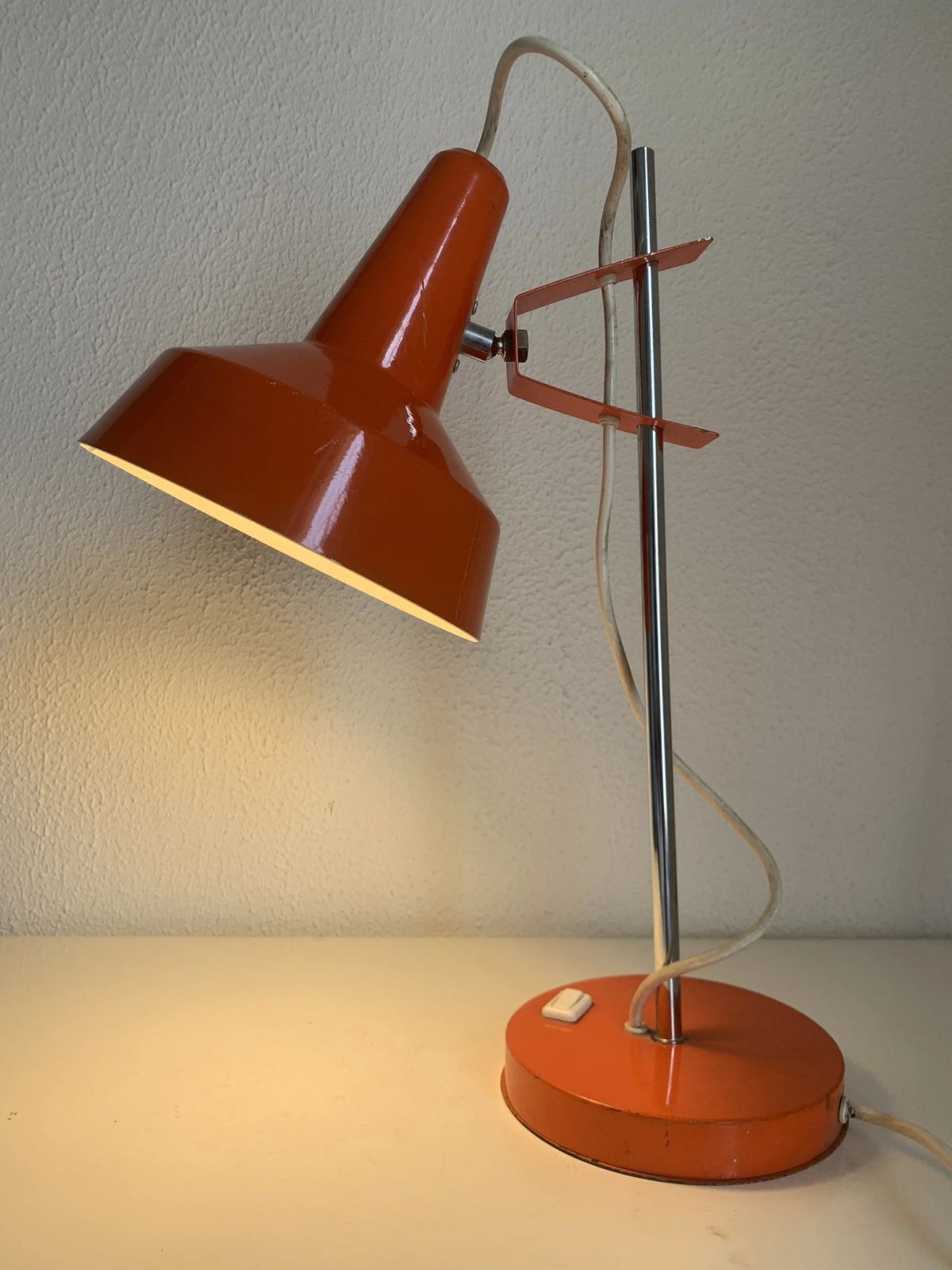 photo for sale Vintage 1960s Delmas Desk Lamp, Carrot Orange   44 Cm