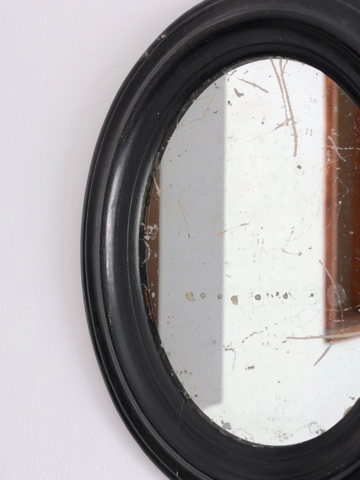 Pair Of Ebonised Oval Mirrors, 1800s photo Home Decor