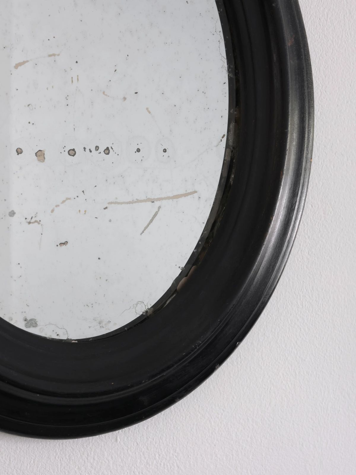 Pair Of Ebonised Oval Mirrors, 1800s photo 1200.0