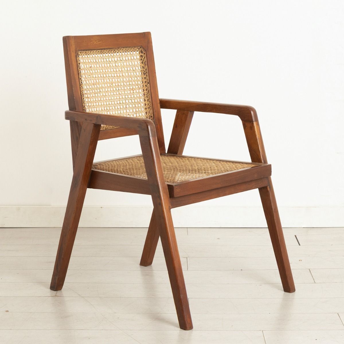 Teak & Cane Armchair Attributed To Balkrishna Vithaldas Doshi For The Indian Institute Of Management At Ahmedabad, 1962